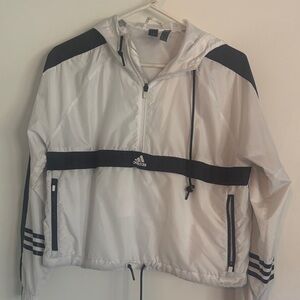 Adidas White and Black Hooded Jacket